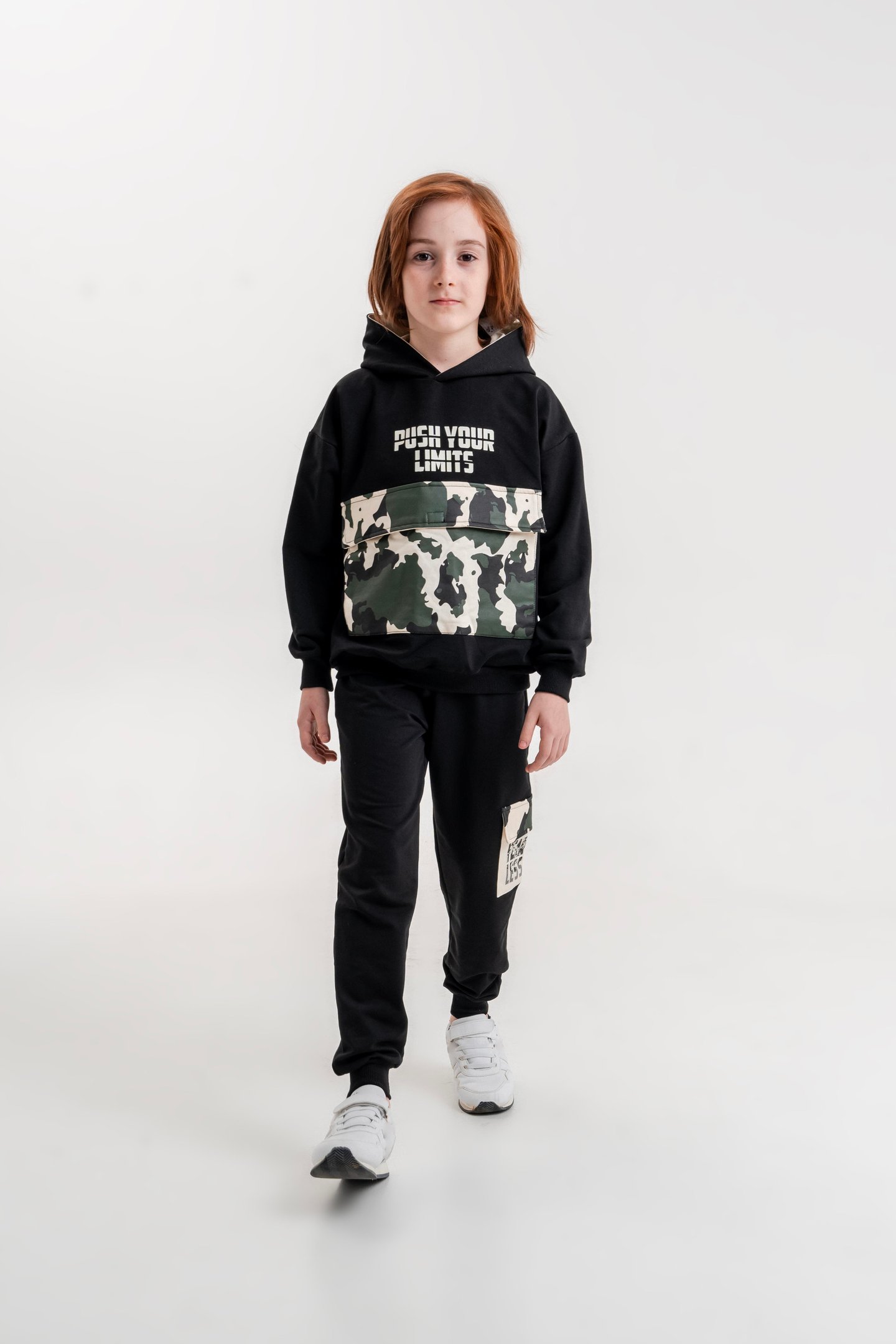 Push Your Limits Baskılı Kapüşonlu Erkek Çocuk Genç Sweatshirt Eşofman Takımı