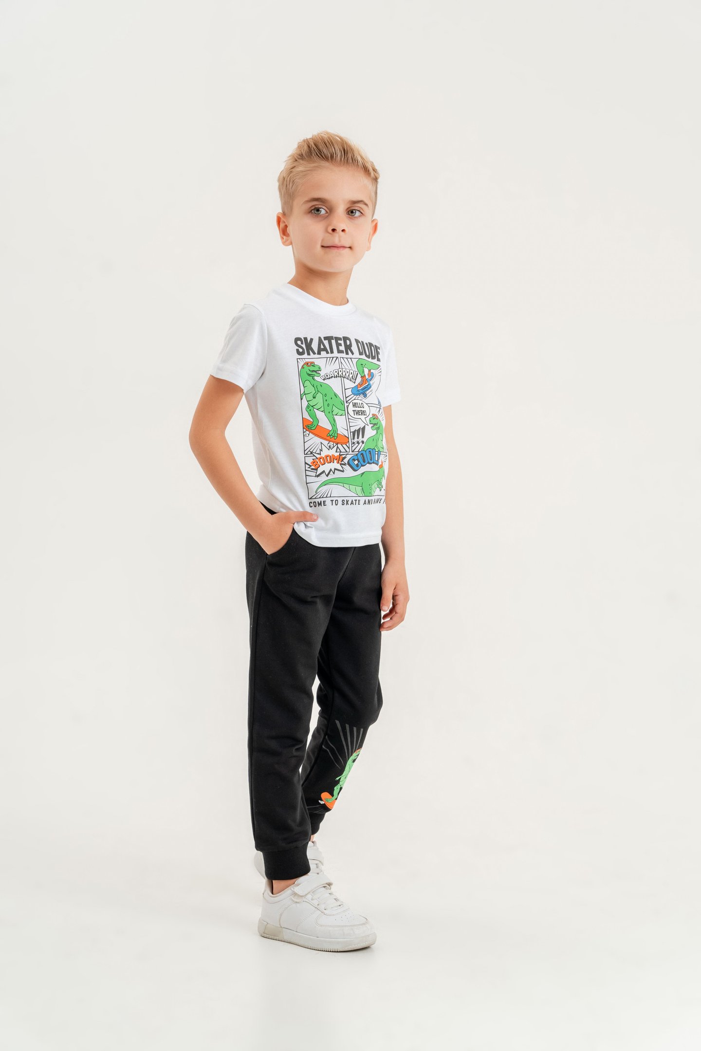 Skater Dude Baskılı Erkek Çocuk Tişört Alt Üst Eşofman Takımı