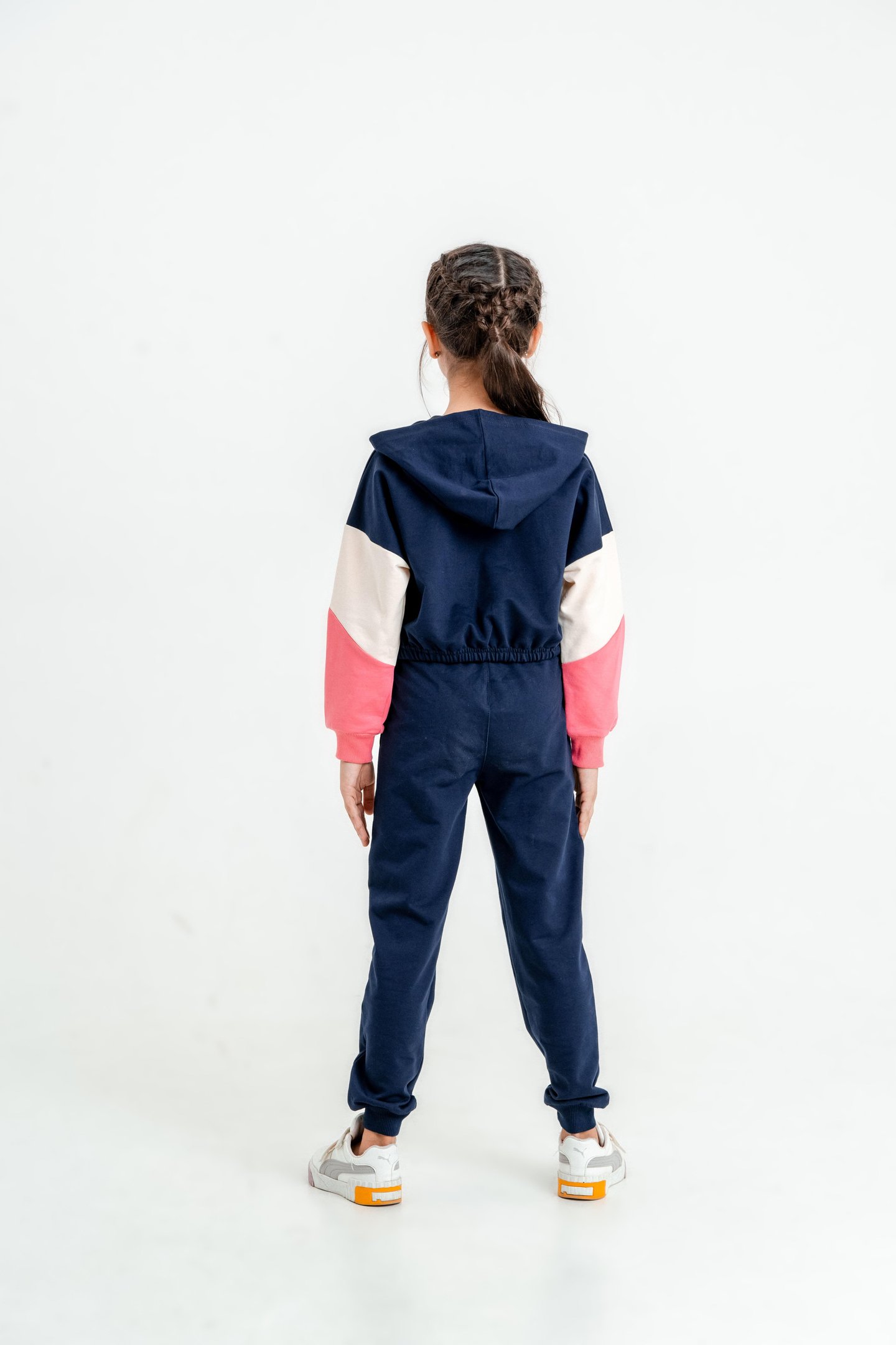 Super Girl Baskılı Kapüşonlu Crop Alt Üst Kız Çocuk Eşofman Takımı