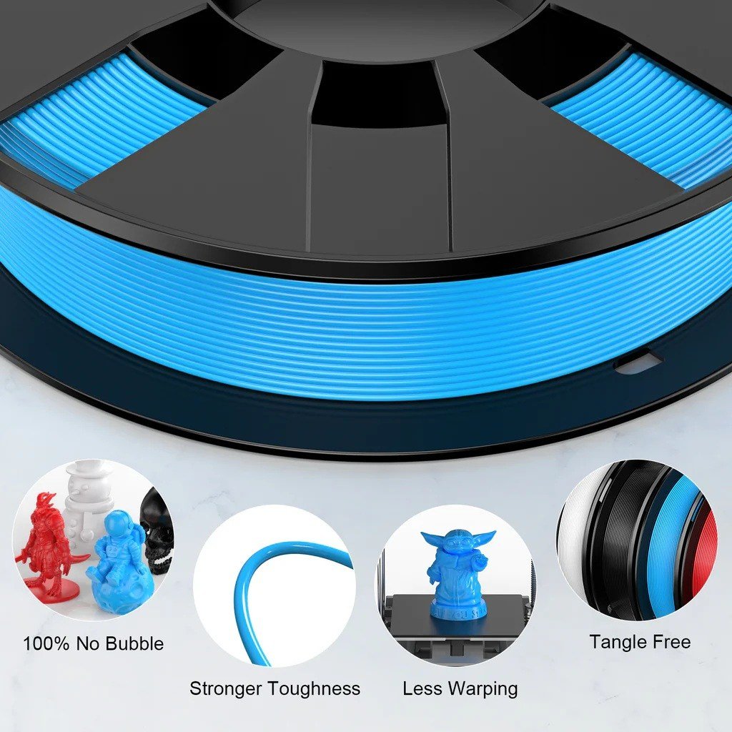 Entina PLA Filament Seti - Siyah, Beyaz, Kırmızı, Mavi 4x250g 1.75mm