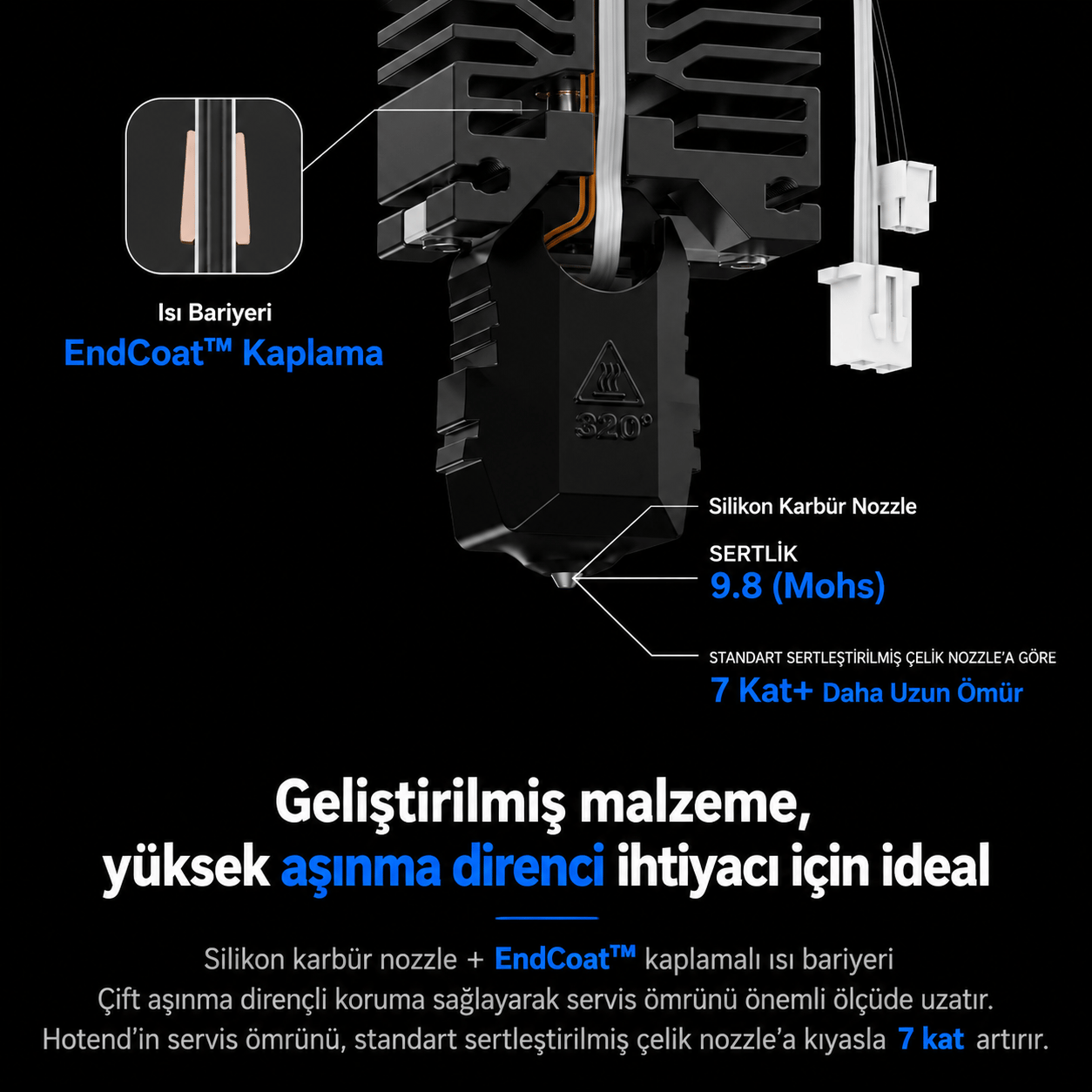 Phaetus P1P/P1S 0.4 mm Conch Hotend Plus (Heater ve Thermistor Dahil) - Bambu Lab Hotend