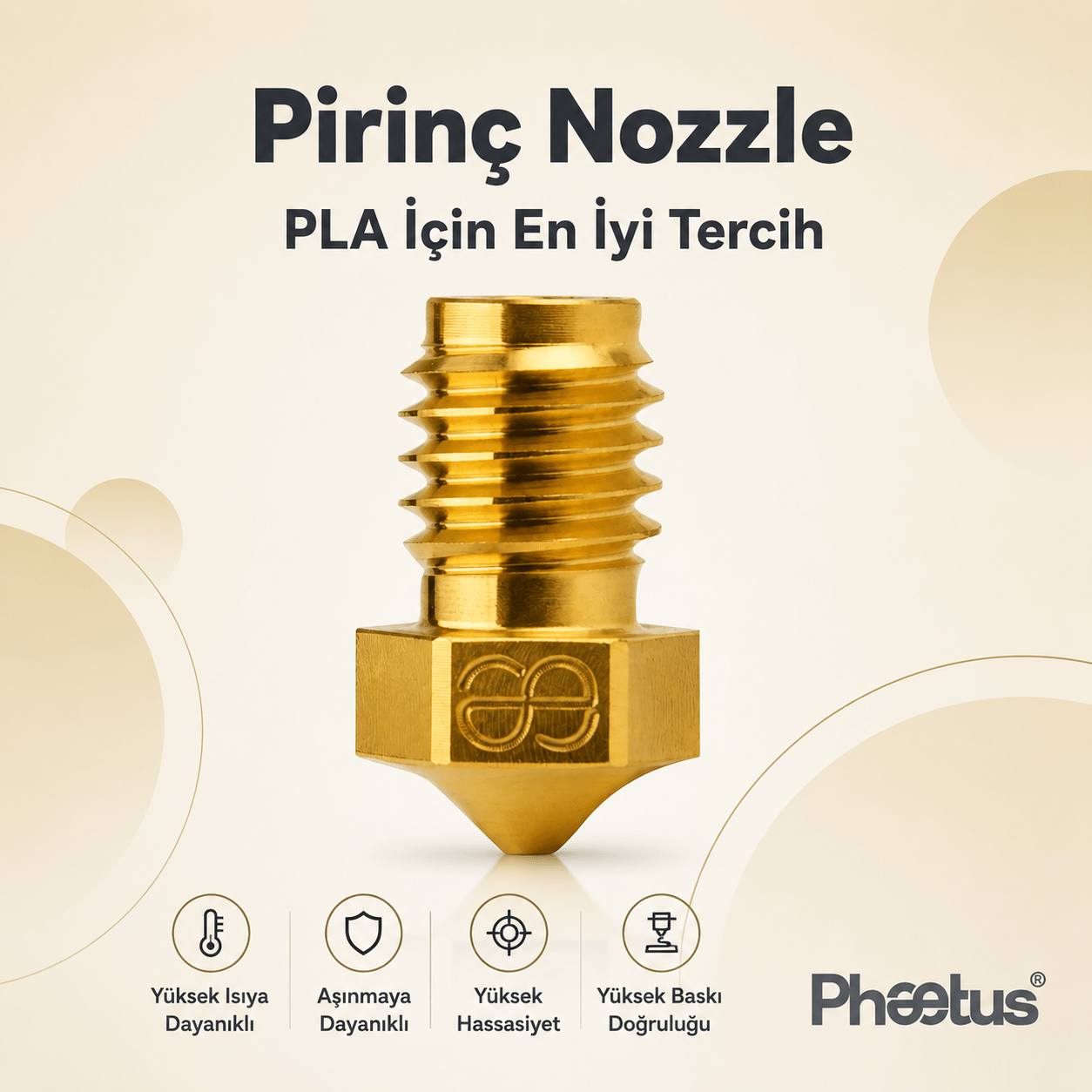 Phaetus PS M6/V6 Pirinç Nozzle 0.8 mm