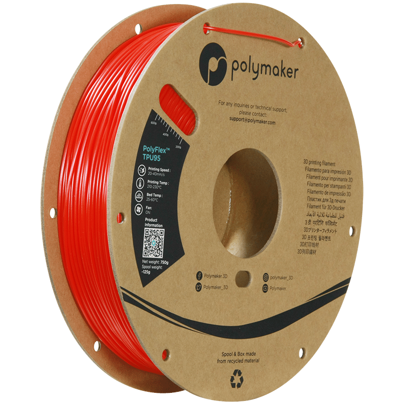 PolyFlex TPU95 Filament Kırmızı – Esnek 3D Baskı