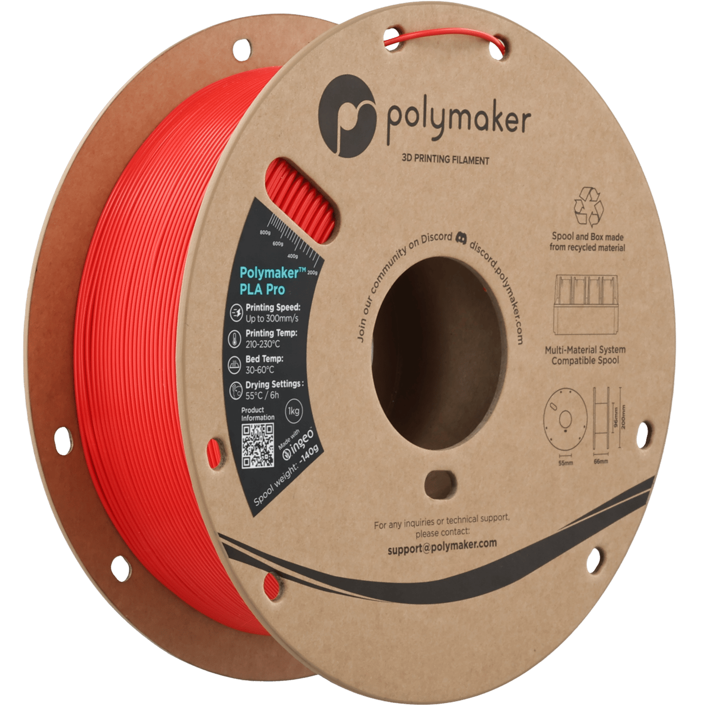 Polymaker PLA Pro Filament Kırmızı - 1kg 1.75mm