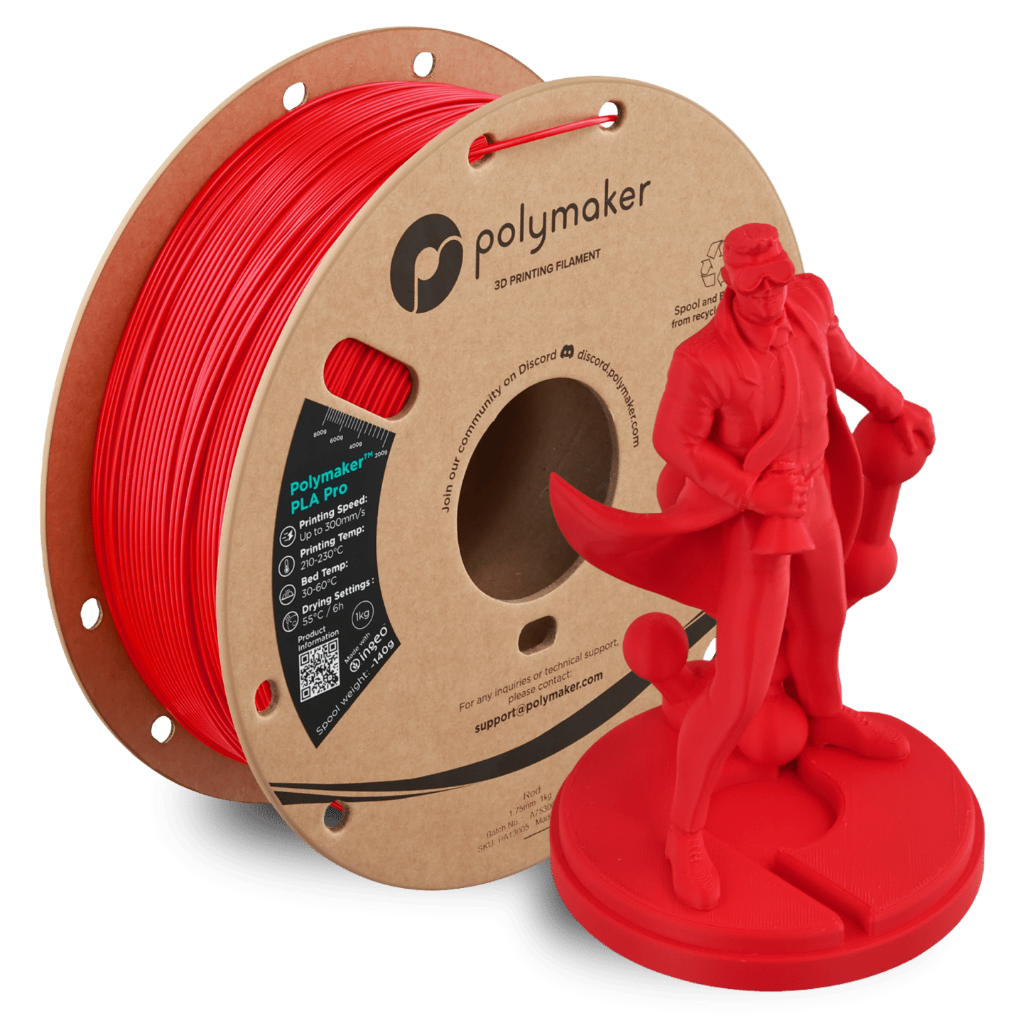 Polymaker PLA Pro Filament Kırmızı - 1kg 1.75mm