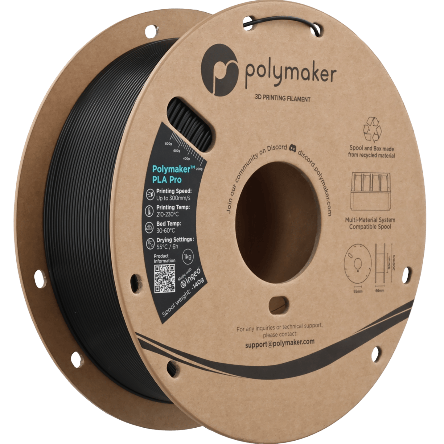 Polymaker PLA Pro Filament Siyah - 1kg 1.75mm
