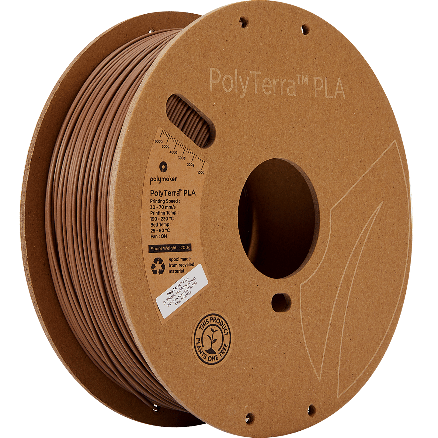 PolyTerra PLA Filament Askeri Kahverengi - 1 kg 1.75mm