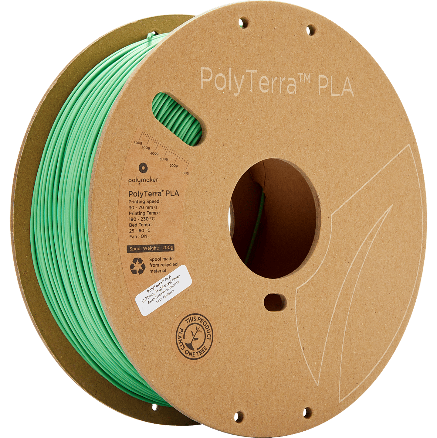 PolyTerra PLA Filament Orman Yeşil - 1 kg 1.75mm