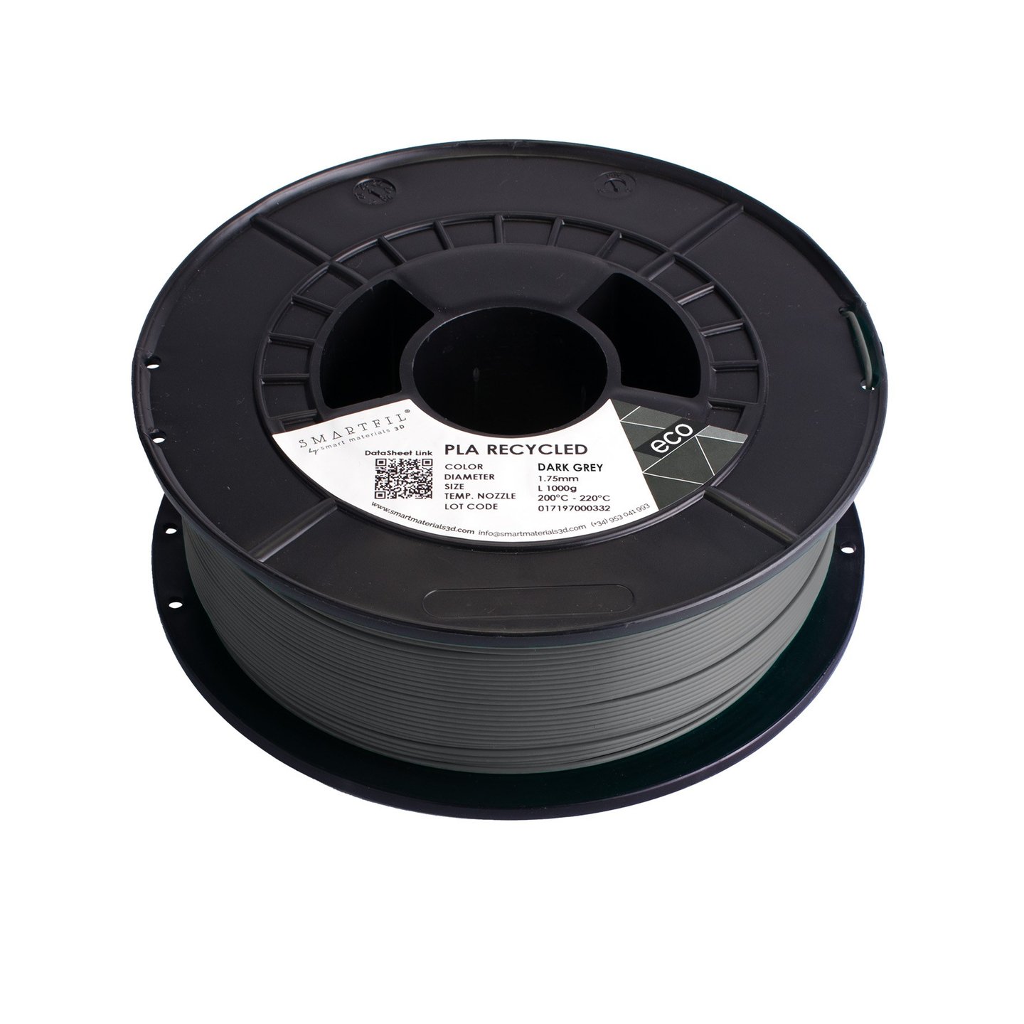 Smartfil PLA Recycled Filament Koyu Gri - 1 kg 1.75mm