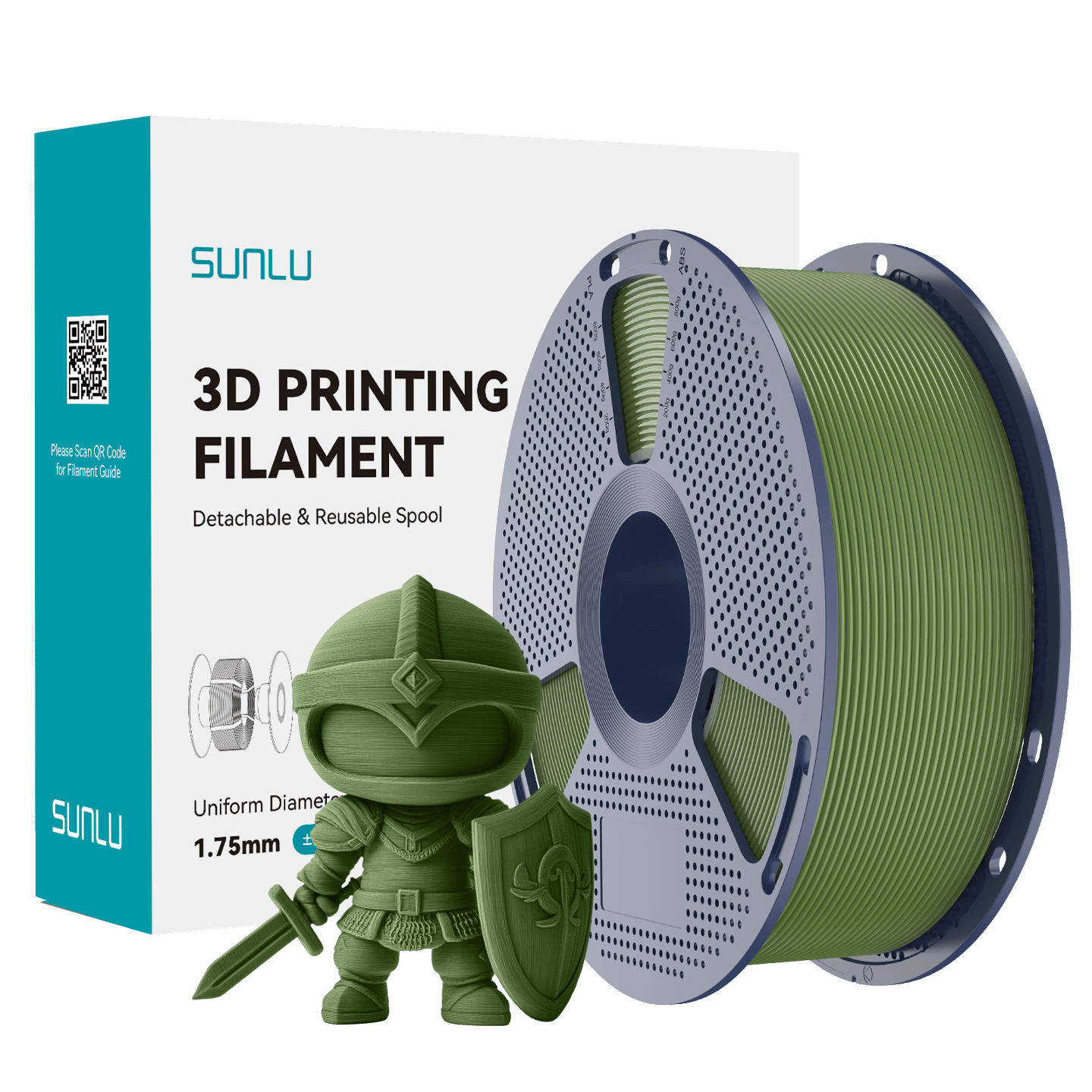 Sunlu PLA+ 2.0 Filament Zeytin Yeşili - 1kg 1.75mm