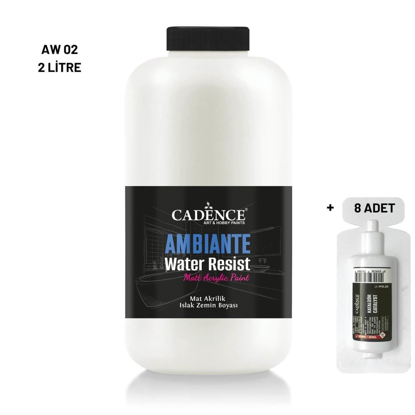 Краска для влажных поверхностей Ambiante AW-02 Бледно-белая 2000 мл + катализатор 80 г