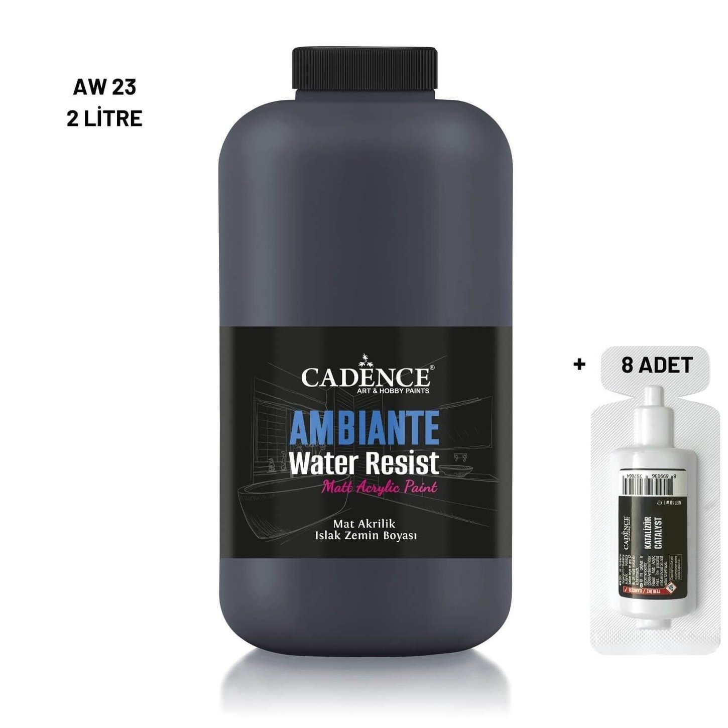 Краска для влажной поверхности Ambiante AW-23, черный антрацит, 2000 мл + катализатор, 80 г