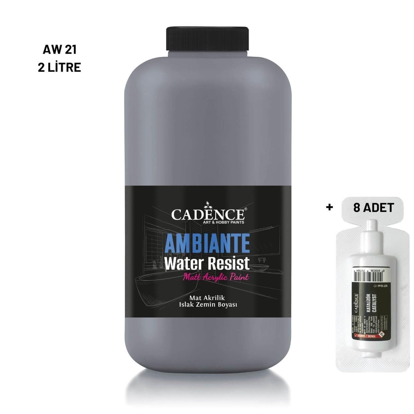 Краска для влажной поверхности Ambiante AW-21 темно-серая 2000 мл + катализатор 80 г