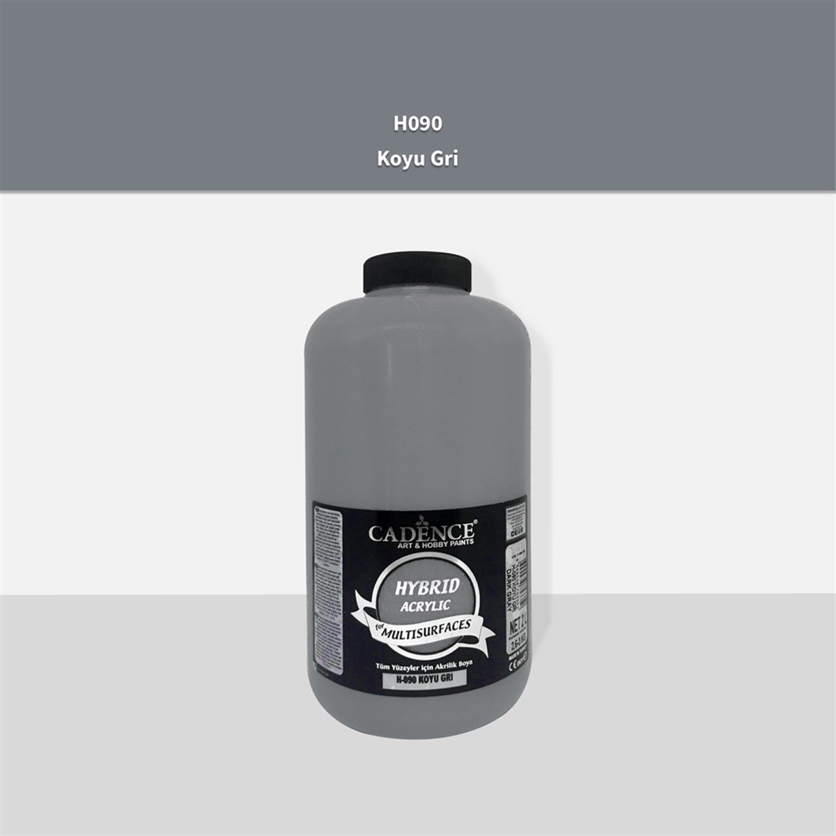 طلاء أكريليك متعدد الأسطح Cadence H090 باللون الرمادي الداكن سعة 2 لتر (3 كجم)