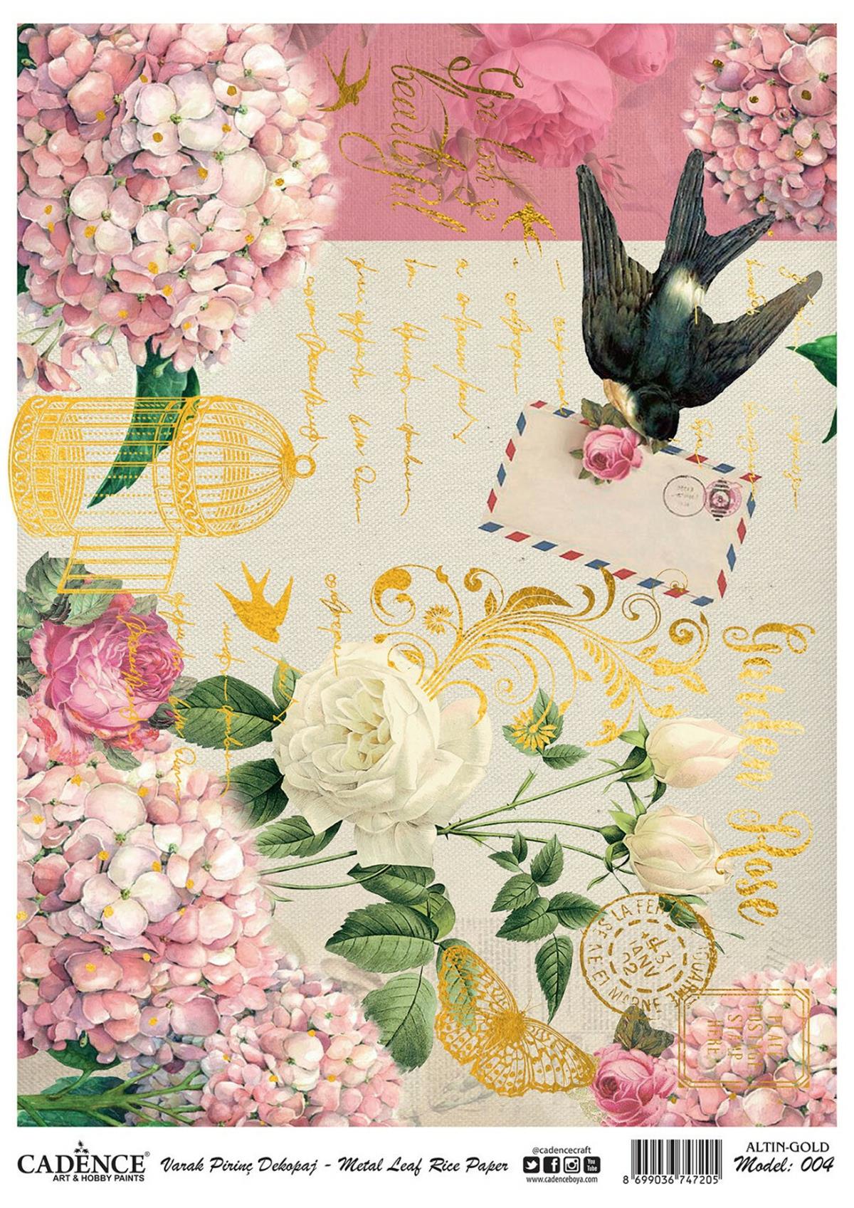 Patterned Printed Silver Foil Brass Decoupage Model 04