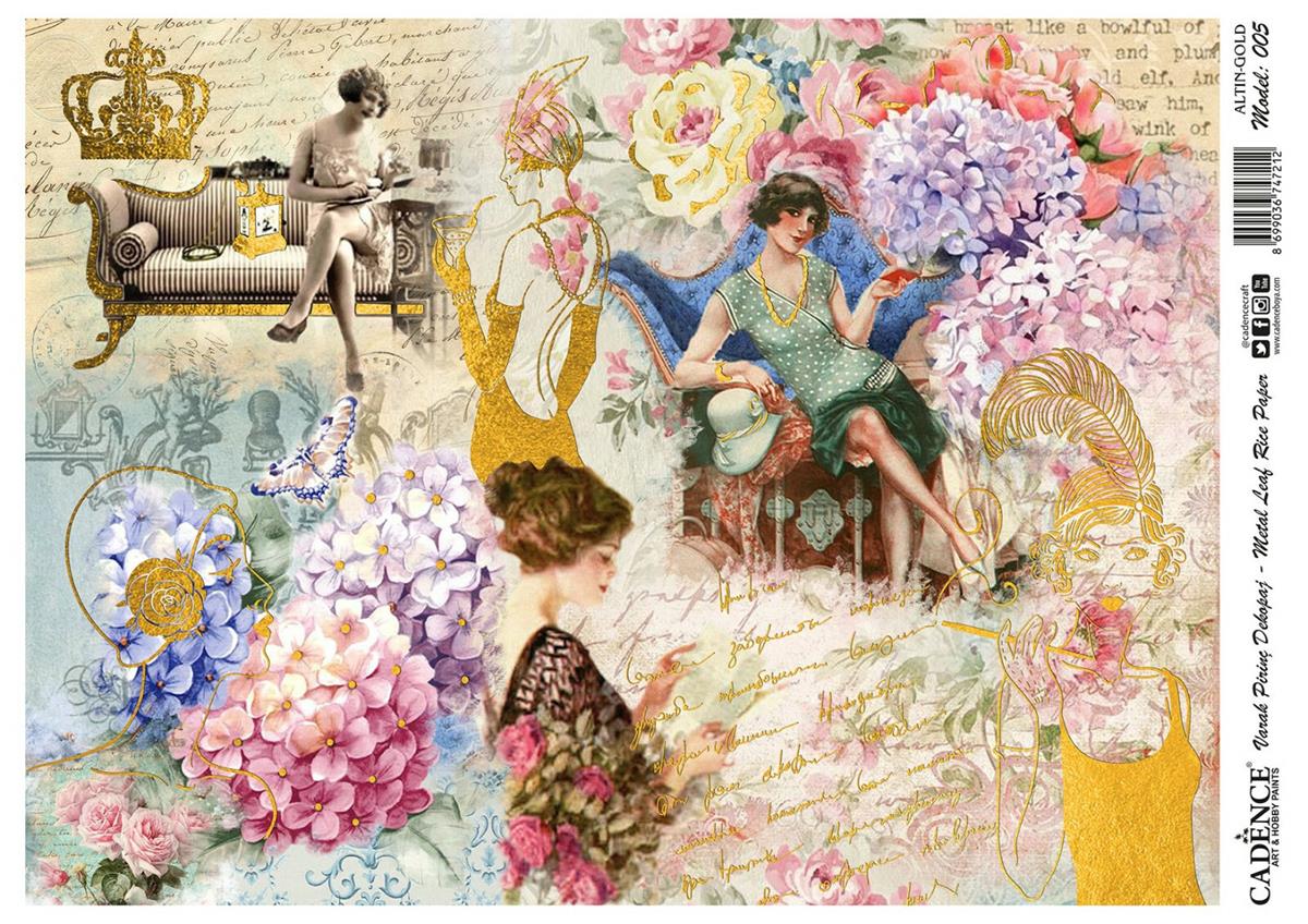 Модель 05 из латуни с принтом из серебряной фольги с рисунком