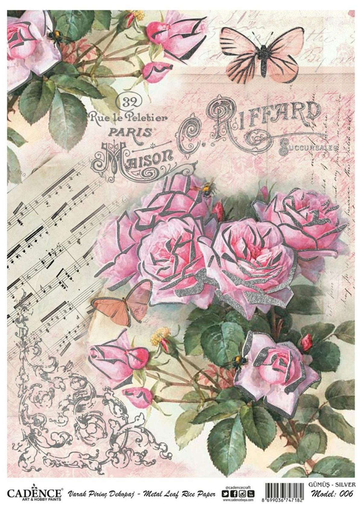 Patterned Printed Silver Foil Brass Decoupage Model 06