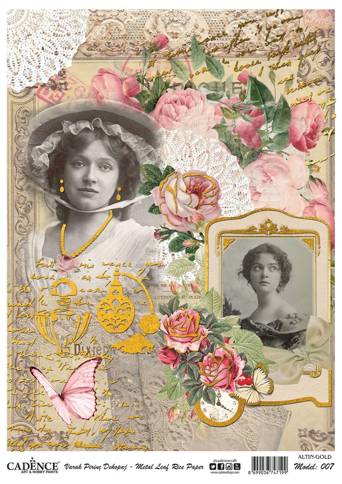 Patterned Printed Silver Foil Brass Decoupage Model 07