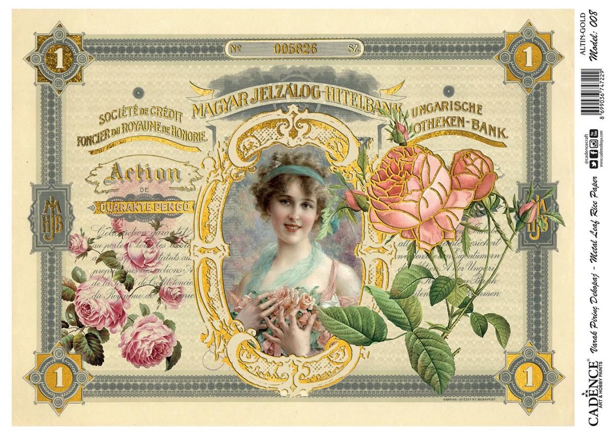 Patterned Printed Silver Foil Brass Decoupage Model 08