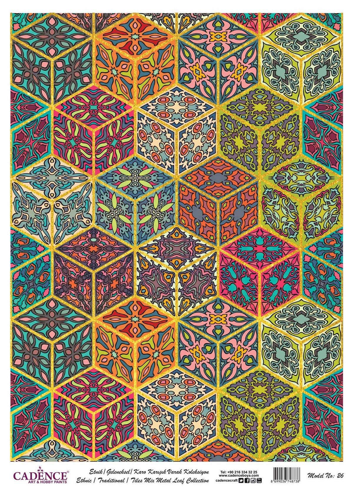 Модель 26 из латуни для декупажа с рисунком и принтом из сусального золота