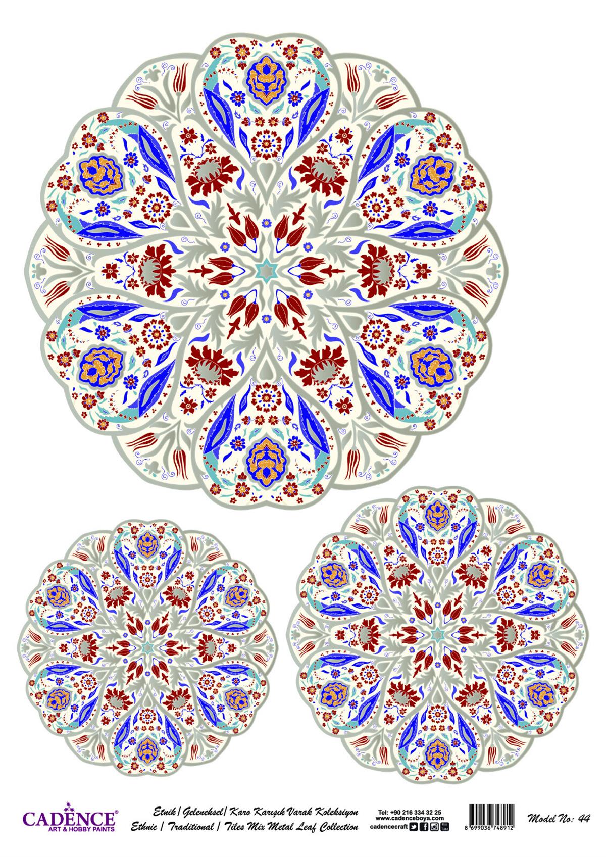 Латунь для декупажа с серебряной фольгой и рисунком, модель 44