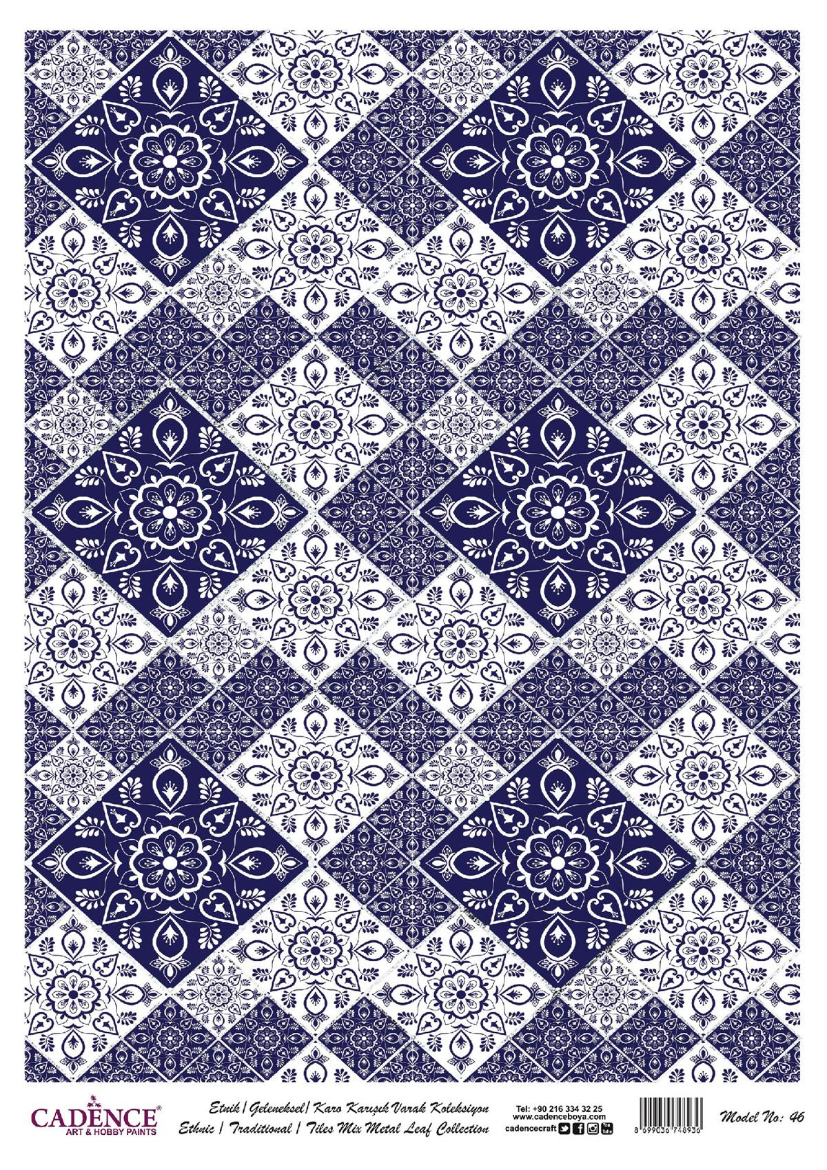 Латунь для декупажа с рисунком и сусальным золотом, модель 46