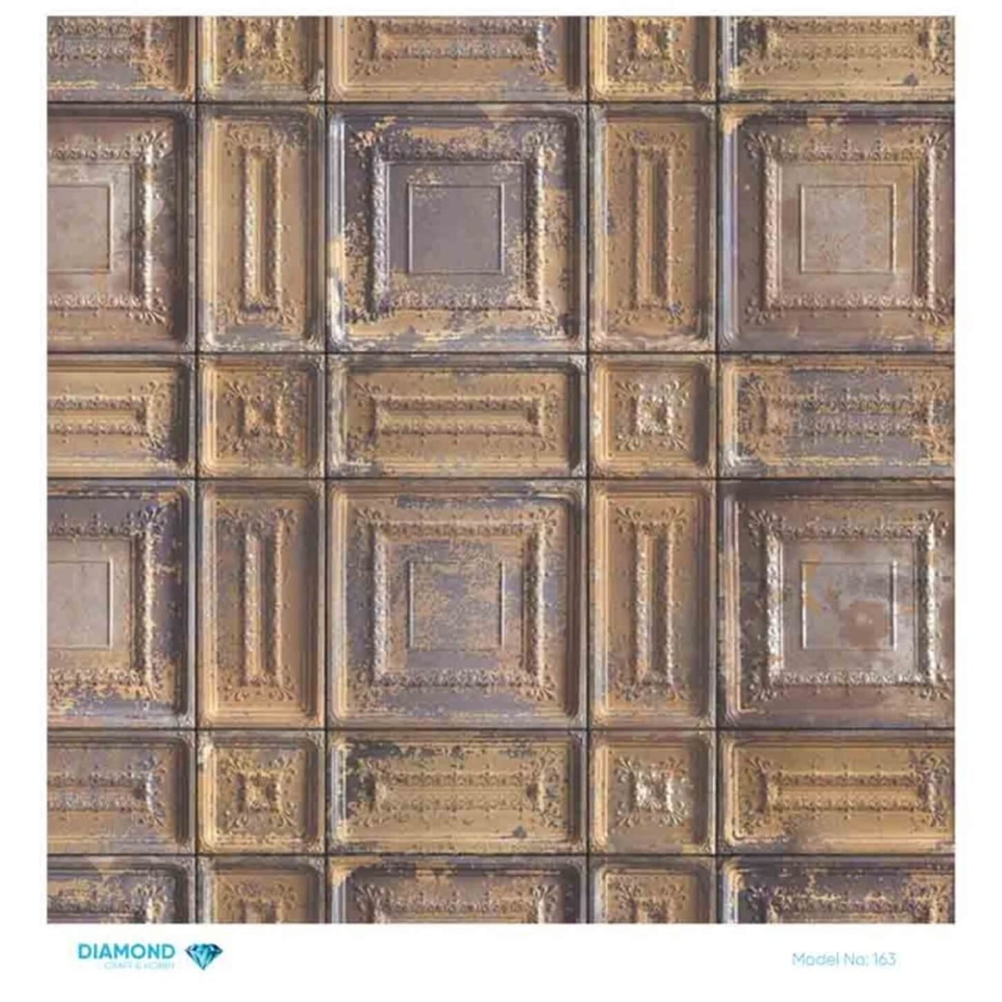 Декупаж рисовой бумагой с ромбами 163