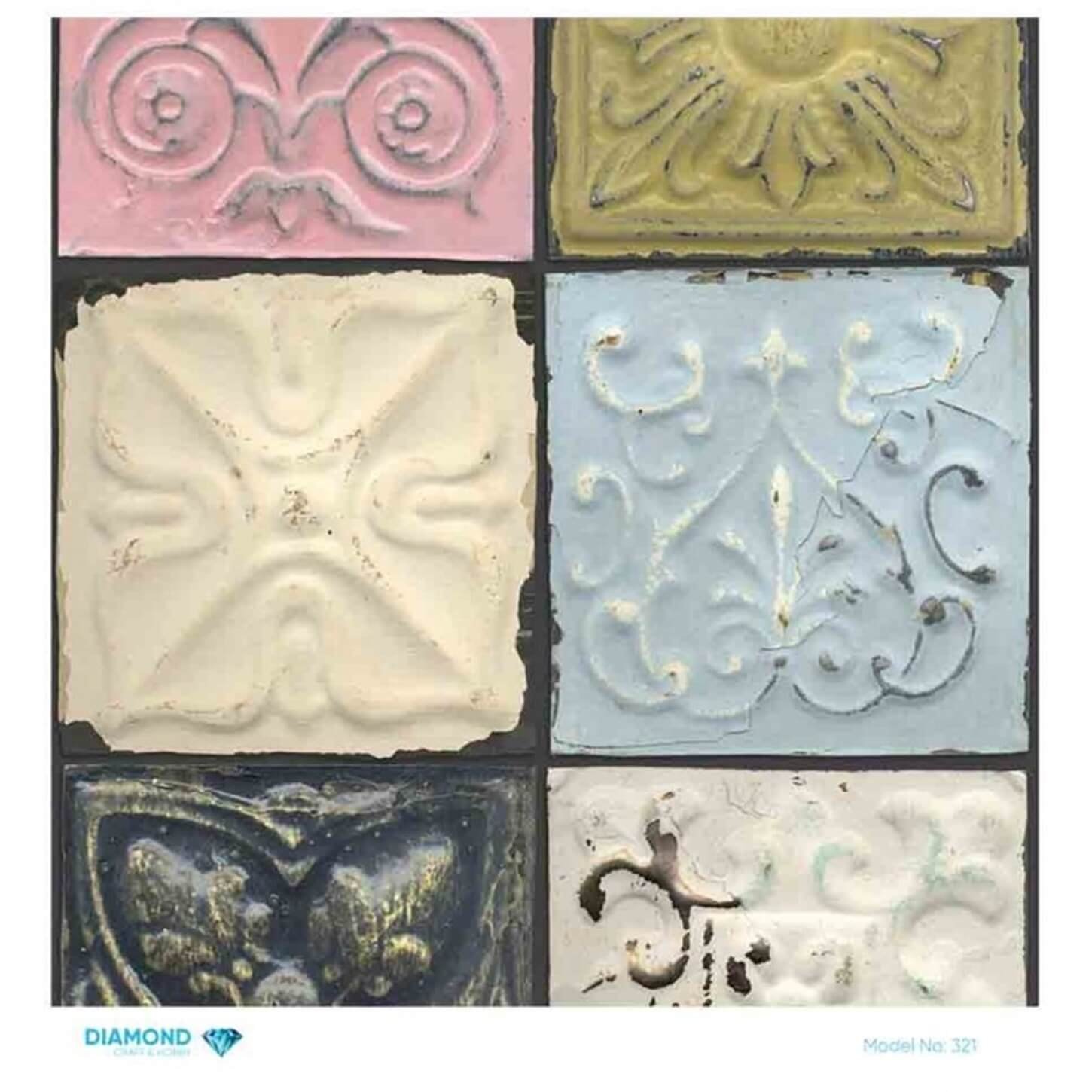 Декупаж рисовой бумагой с бриллиантами 321