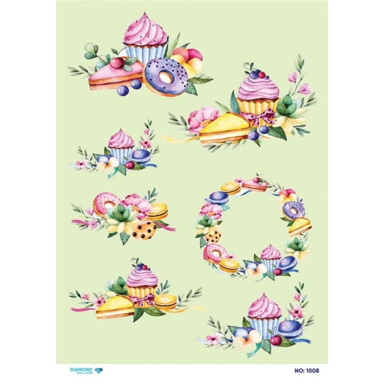 ديكوباج ورق الأرز الماسي 1008