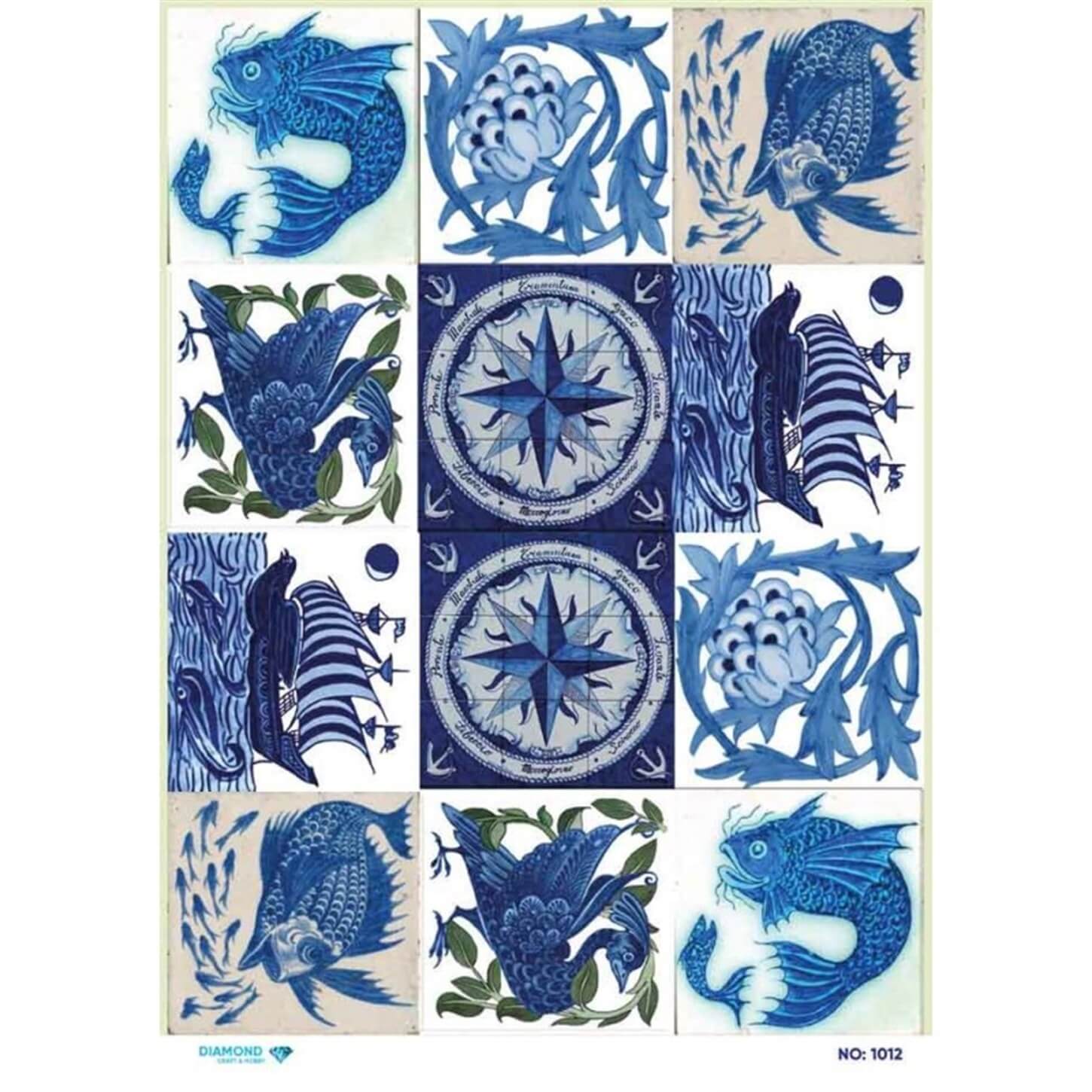 Алмазная рисовая бумага для декупажа 1012