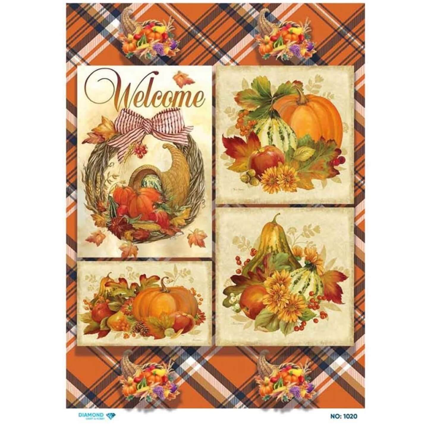 Алмазная рисовая бумага для декупажа 1020