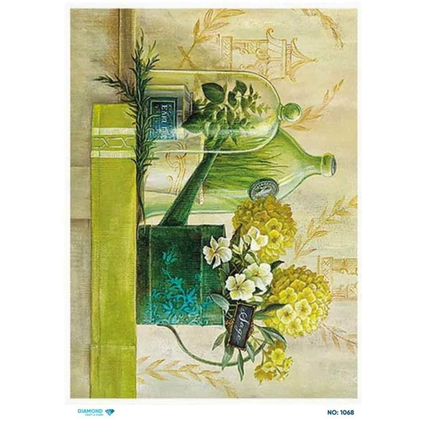 Алмазная рисовая бумага для декупажа 1068