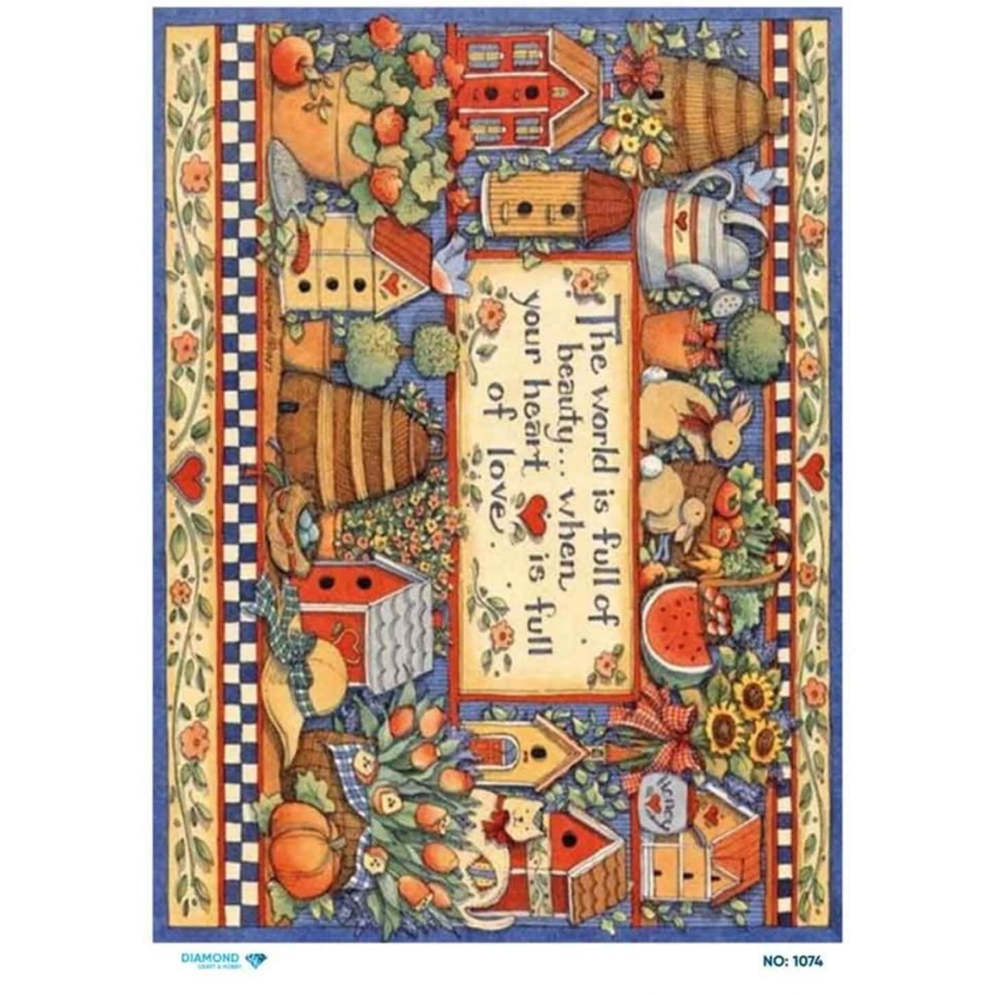 Алмазная рисовая бумага для декупажа 1074