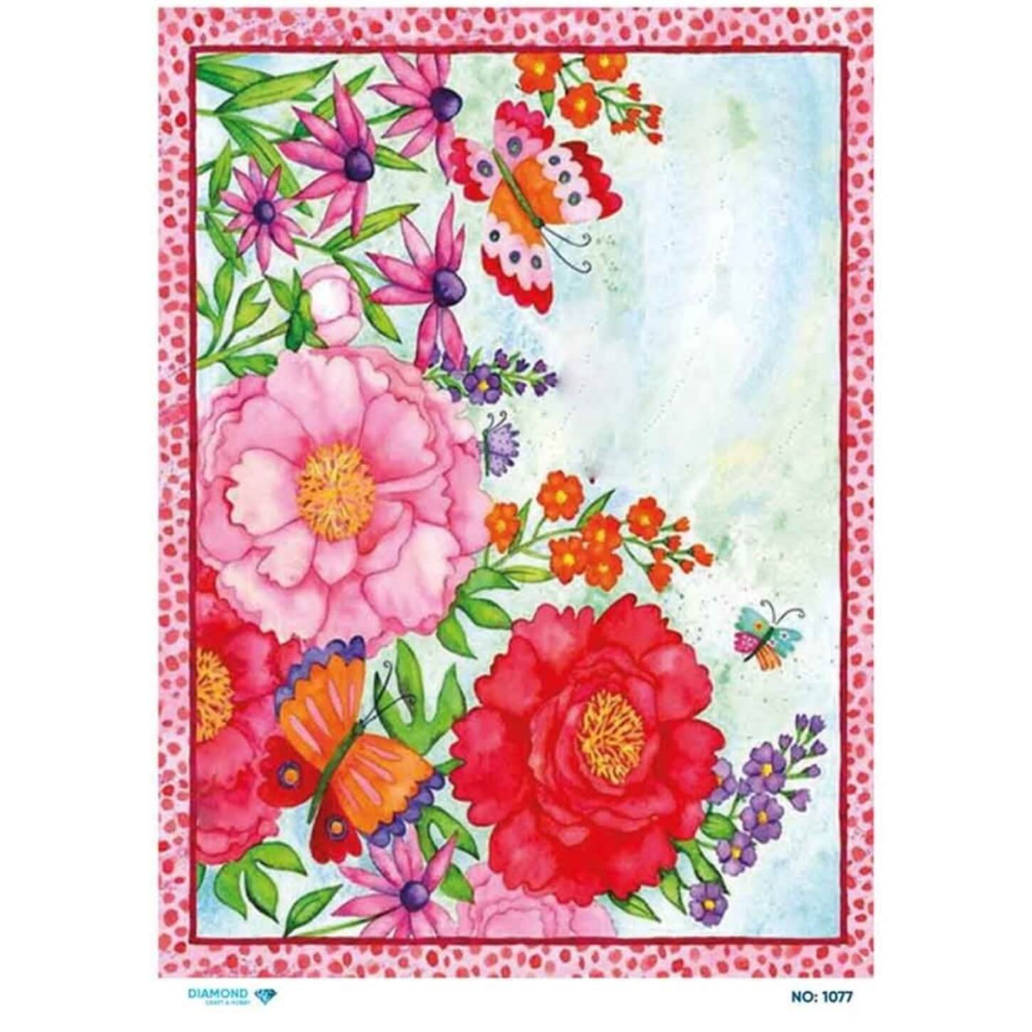 Алмазная рисовая бумага для декупажа 1077