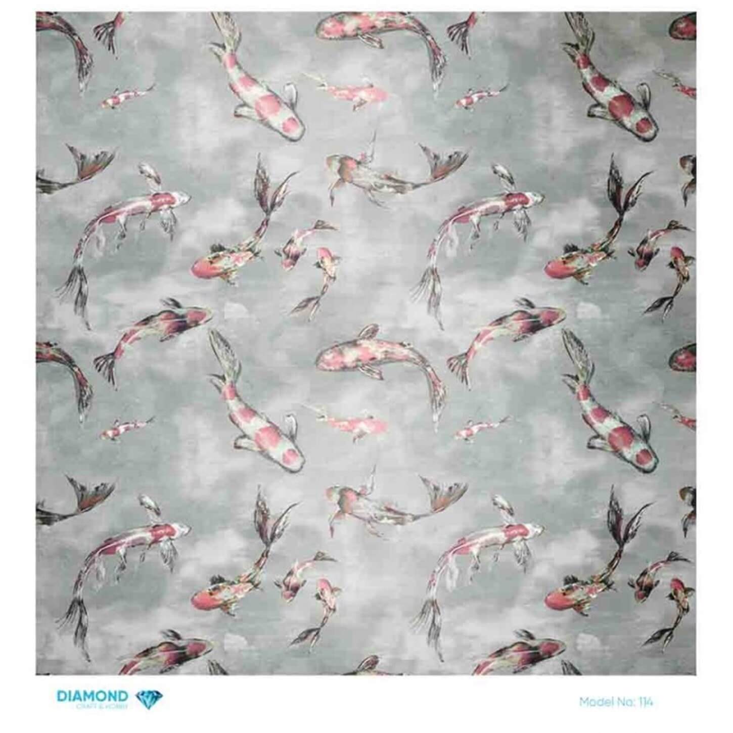 Декупаж рисовой бумагой с ромбами 114