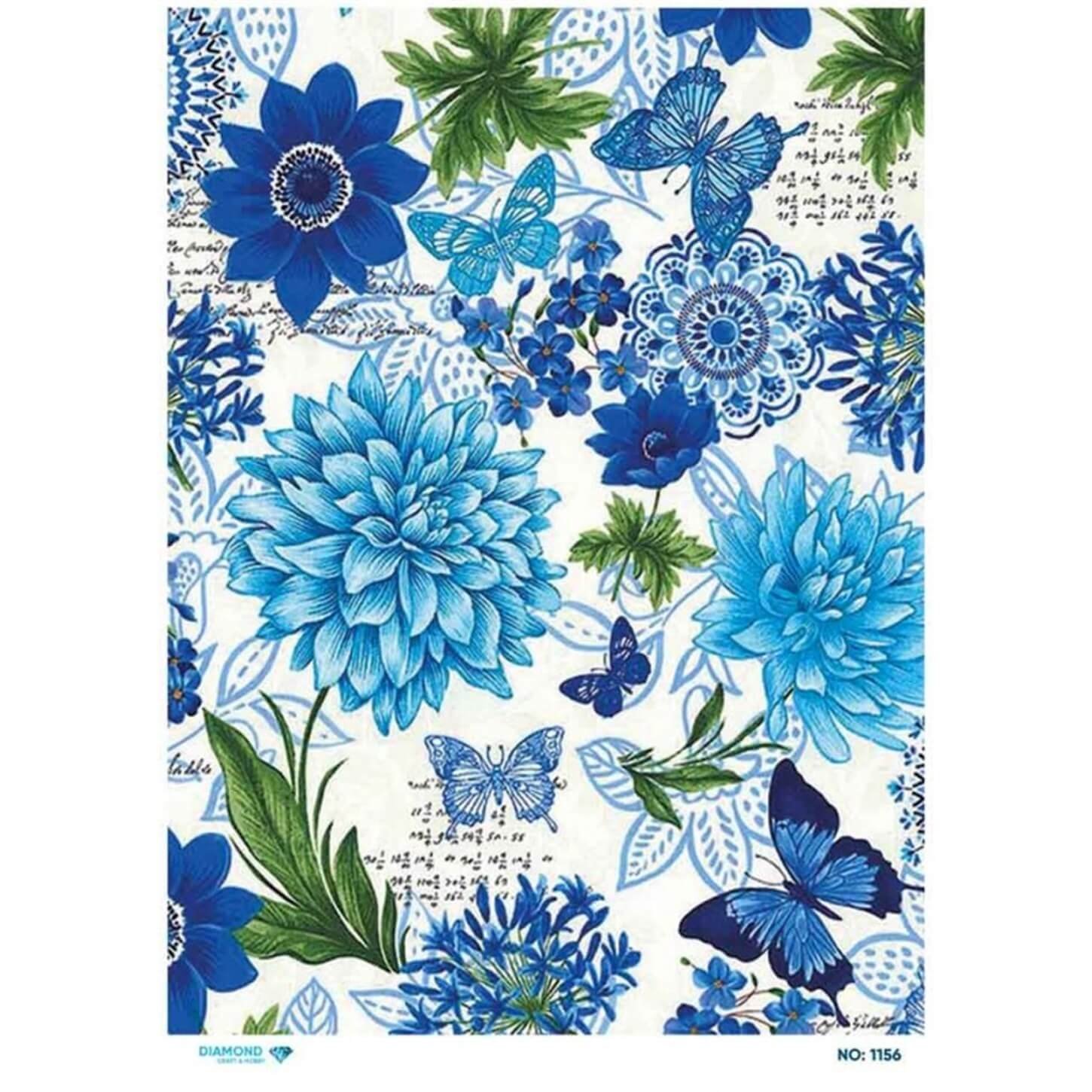 Декупаж рисовой бумагой с бриллиантами 1156