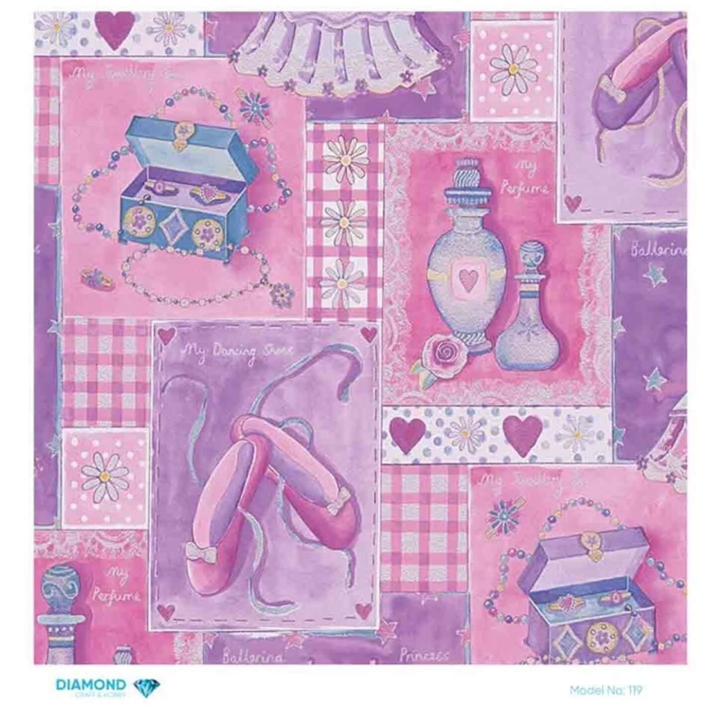 Декупаж рисовой бумагой ромбовидной формы 119