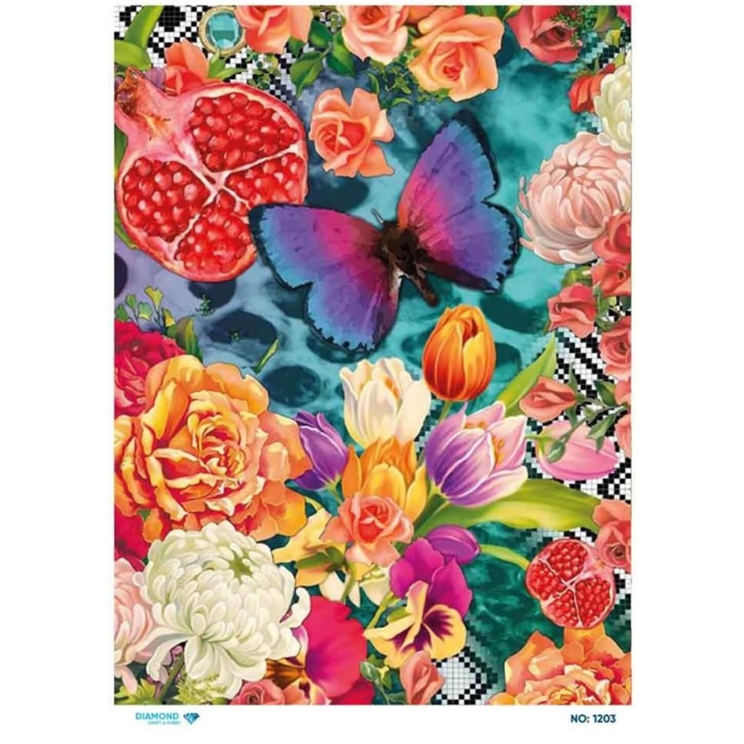 Алмазная рисовая бумага для декупажа 1203