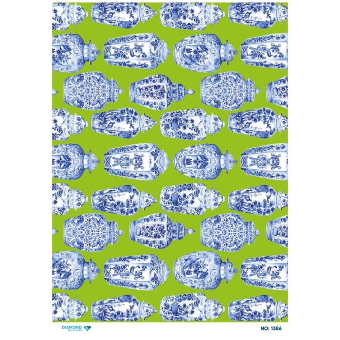 Декупаж рисовой бумагой с бриллиантами 1386