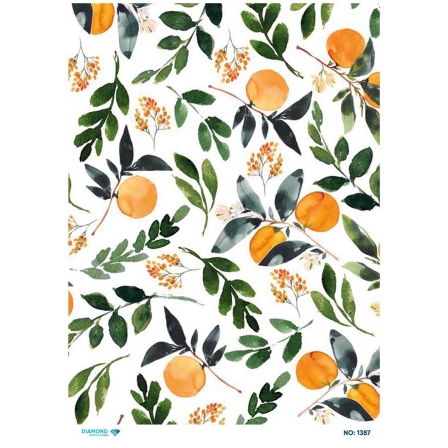 Декупаж из рисовой бумаги с бриллиантами 1387