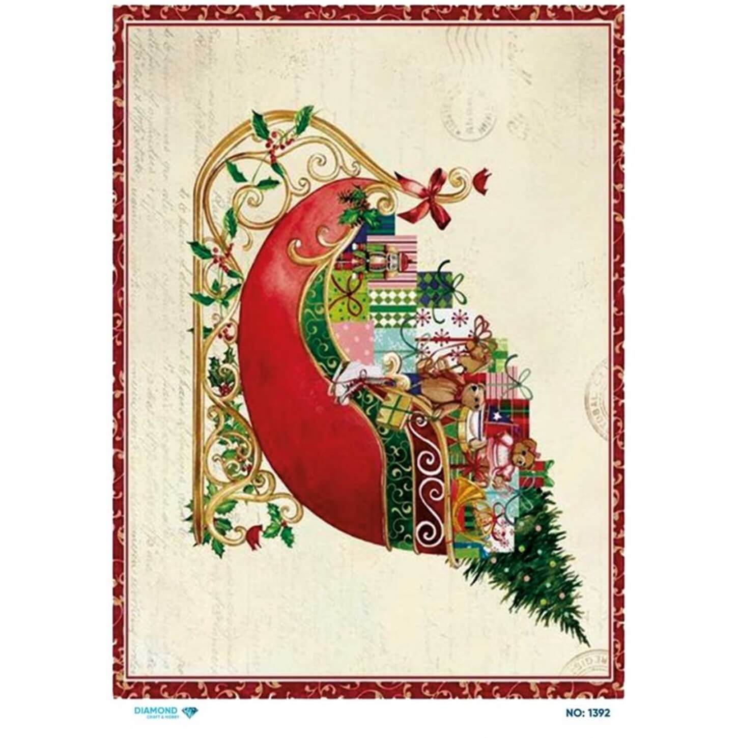 Декупаж рисовой бумагой с бриллиантами 1392