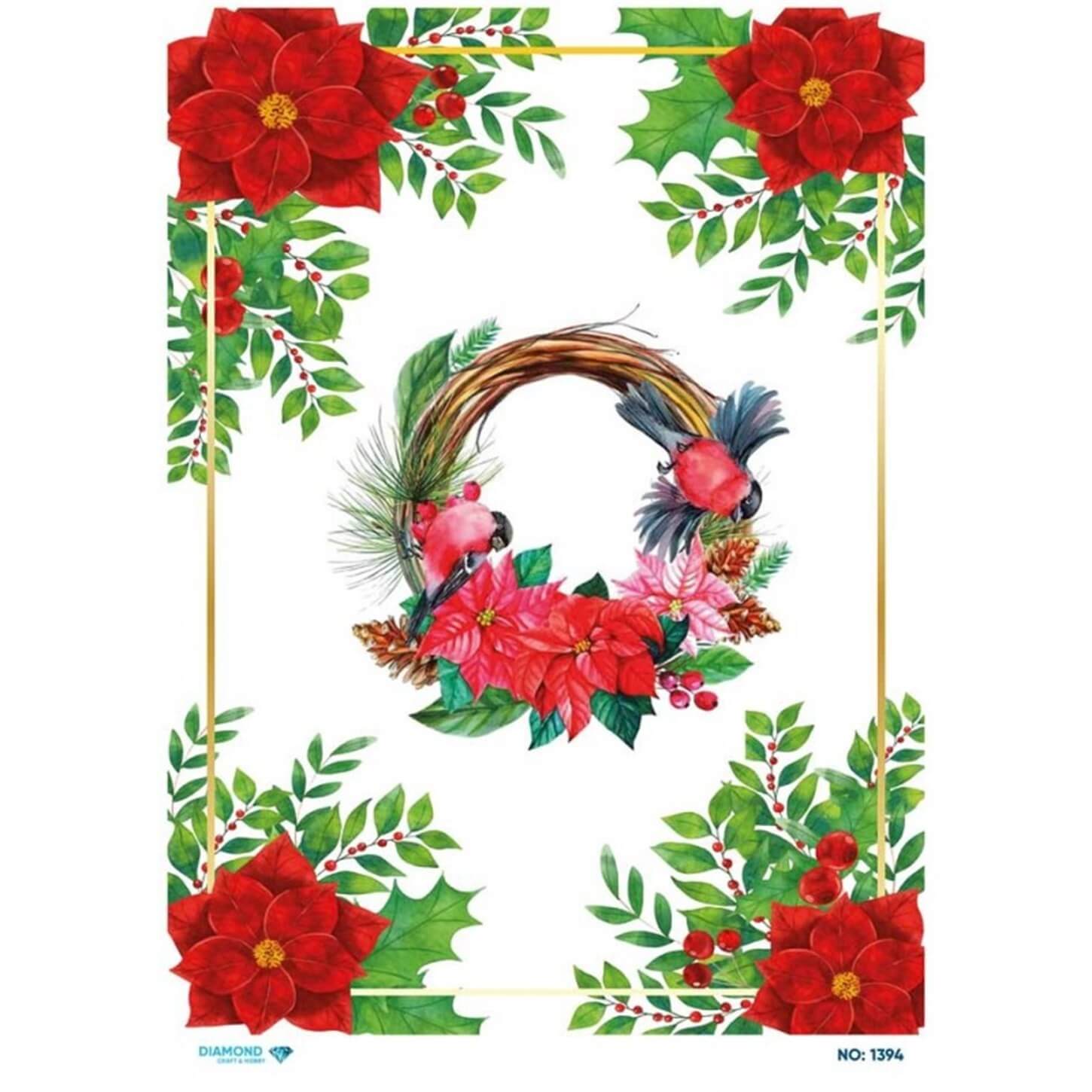 Декупаж рисовой бумагой с бриллиантами 1394