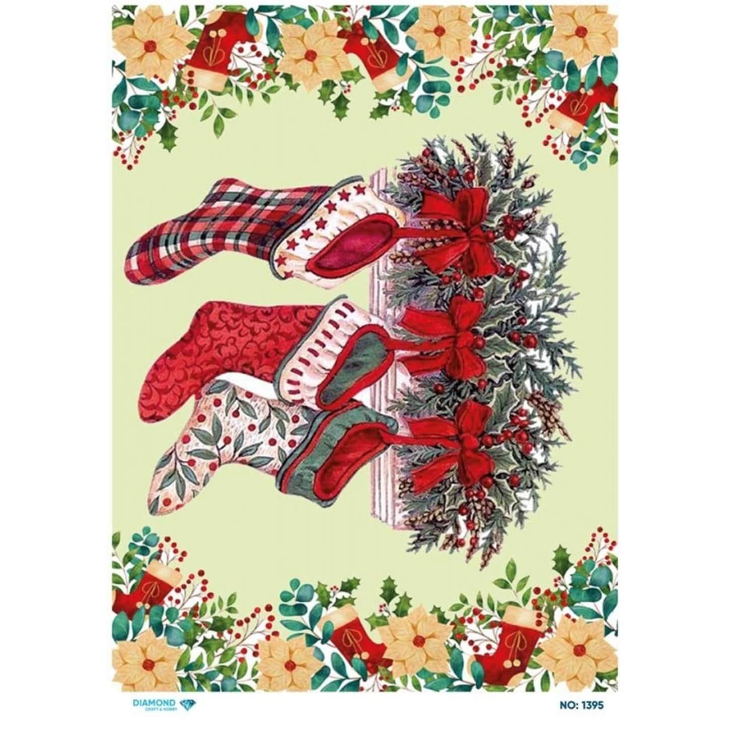 Декупаж рисовой бумагой с бриллиантами 1395