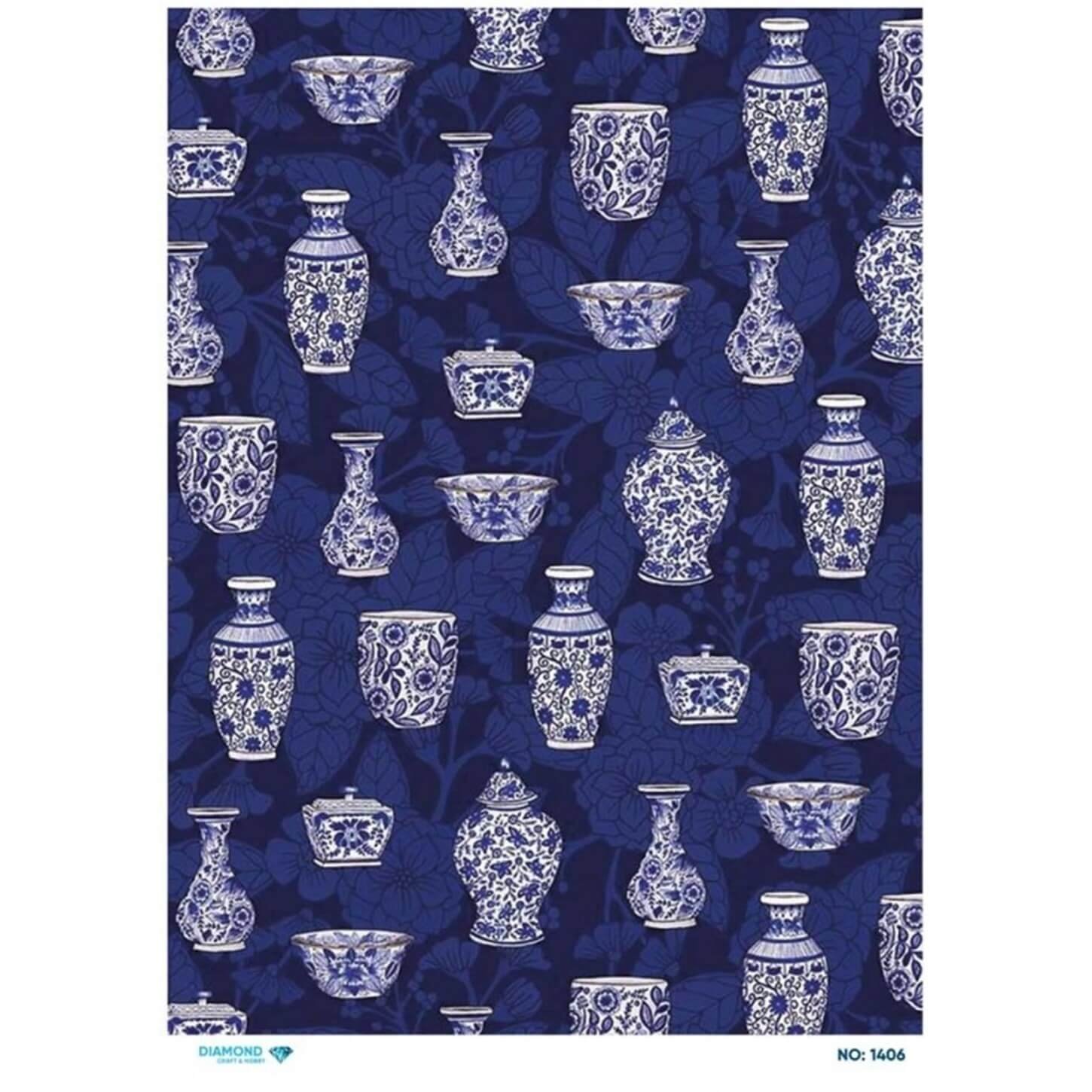 Декупаж рисовой бумагой с бриллиантами 1406