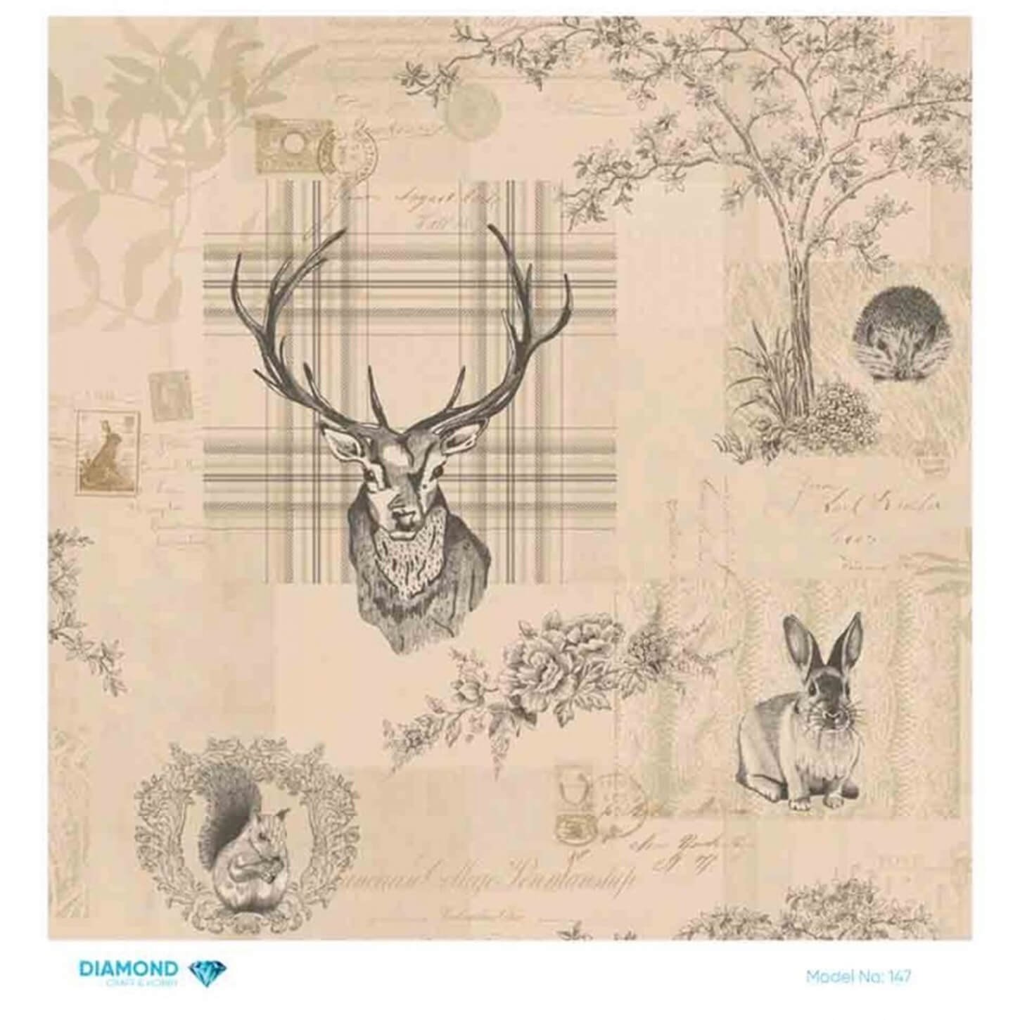 Декупаж рисовой бумагой с ромбами 147