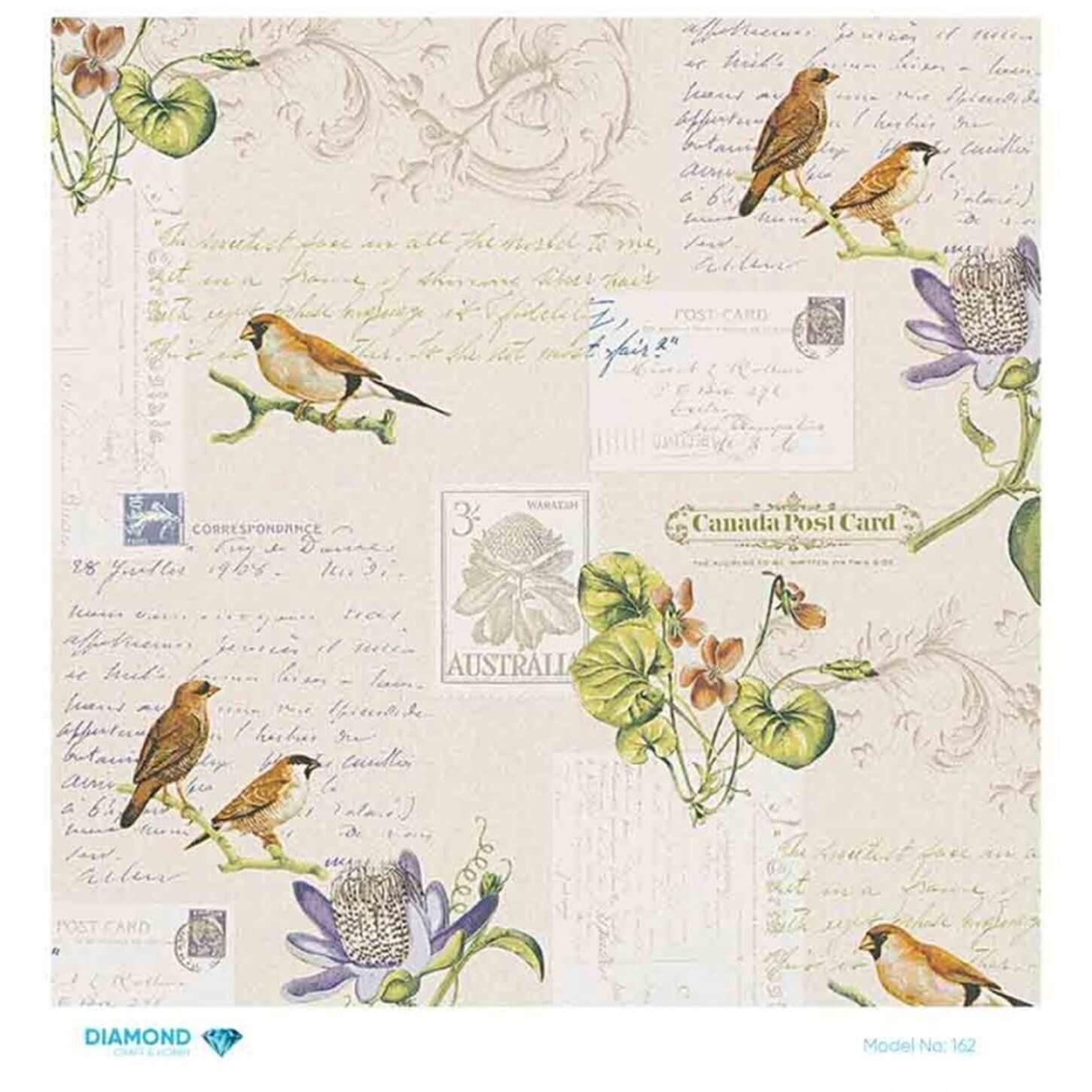 Декупаж рисовой бумагой ромбовидной формы 162