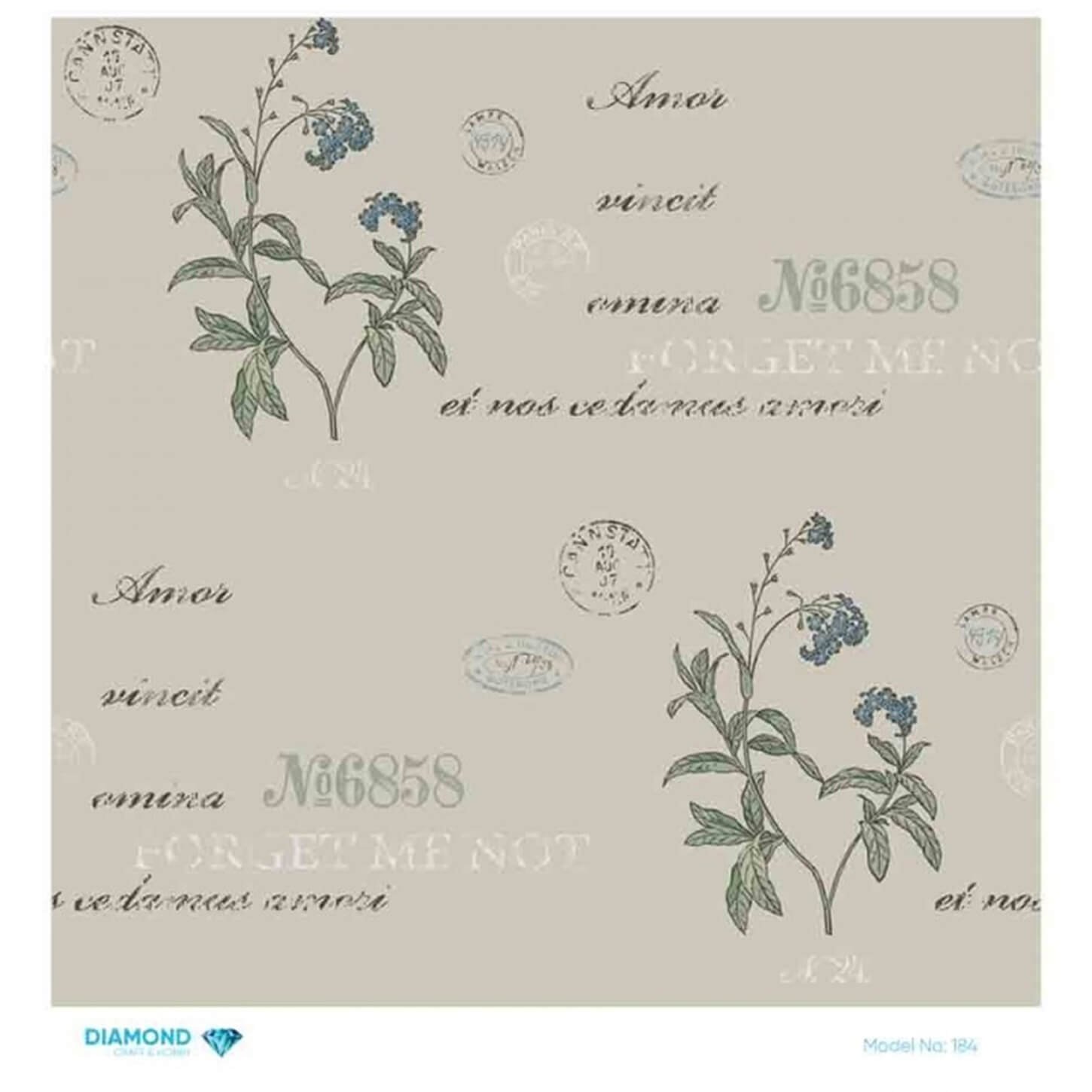 Декупаж рисовой бумагой с ромбиками 184