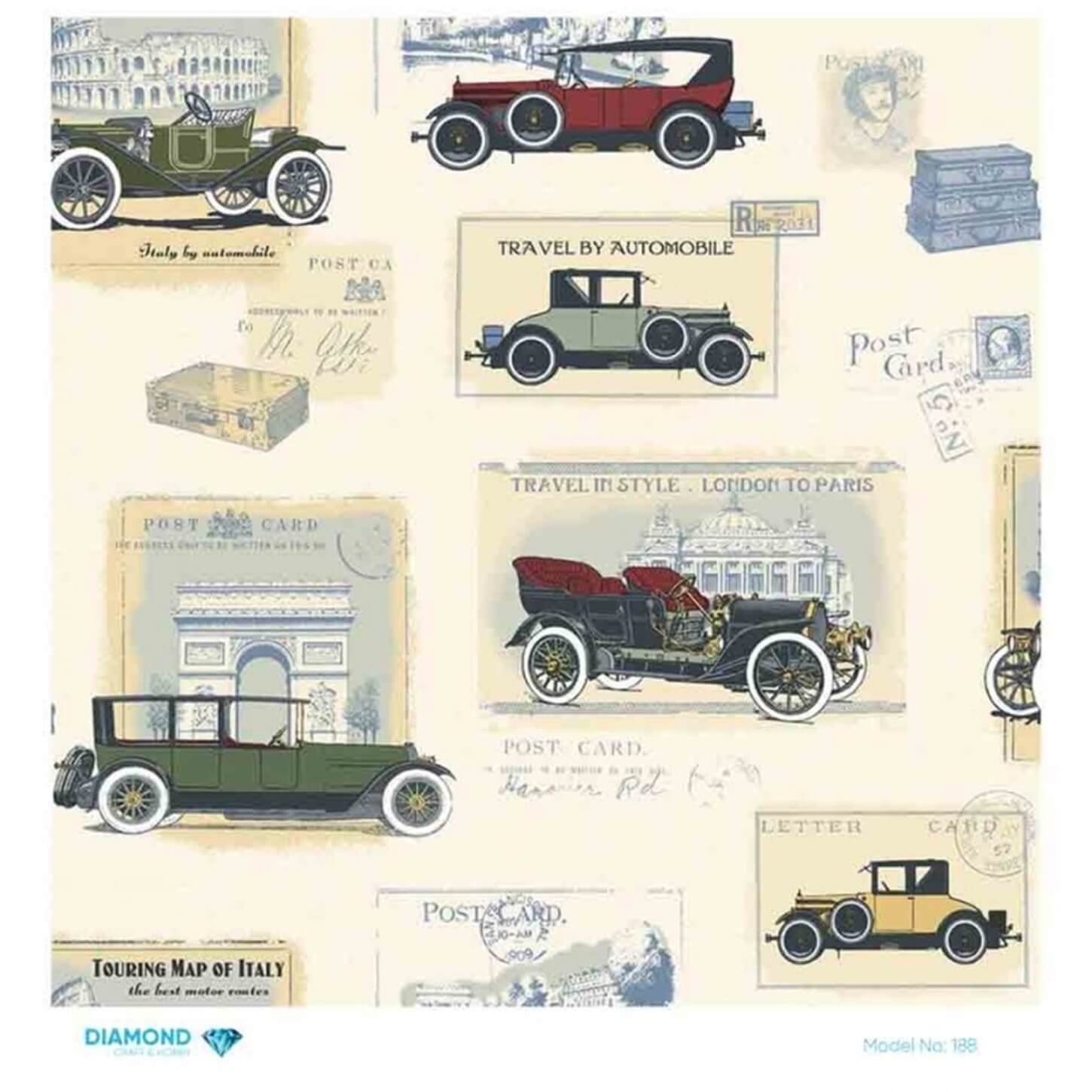 Декупаж рисовой бумагой с ромбиками 188