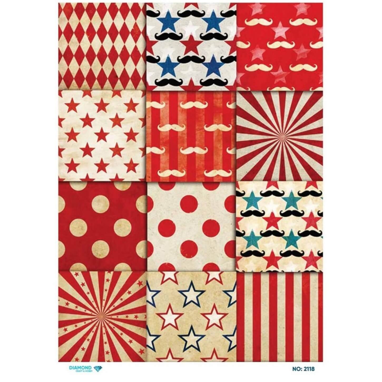 ديكوباج ورق الأرز الماسي 2118