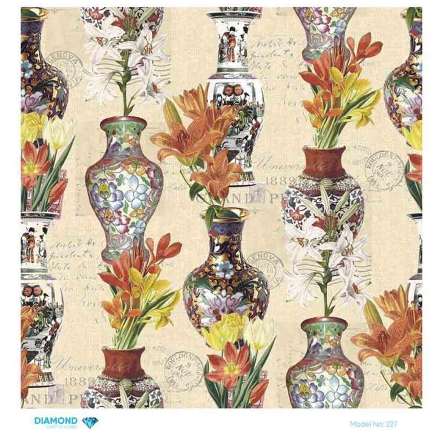 Декупаж рисовой бумагой ромб 227